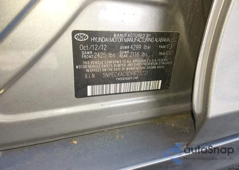 2013 Hyundai Sonata Se из США, поврежденный, VIN 5NPEC4AC9DH623221